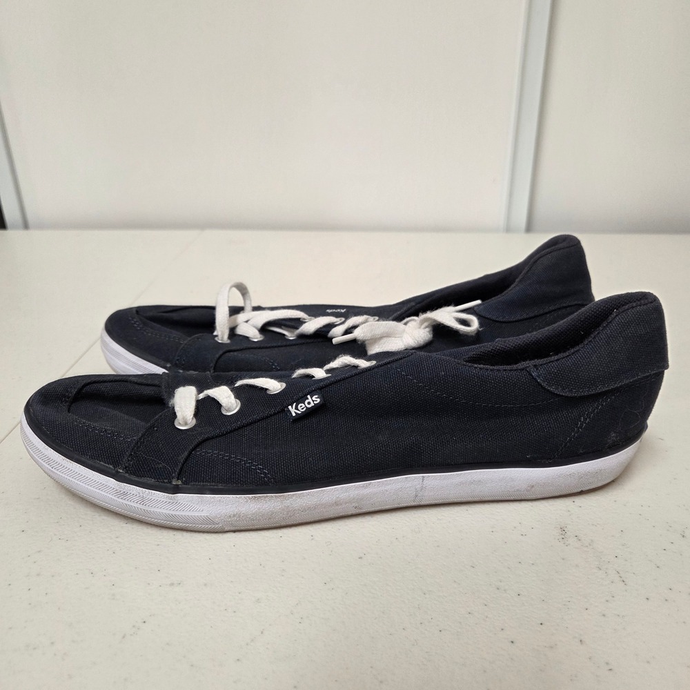 Keds Womens WF67537 Navy Blue Canvas Low Top Lace Up Sneakers Size 10